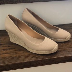 Beige espadrille wedges